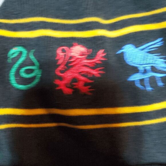 Harry Potter Hat Mens Black Knit Hogwarts Spell Out Embroidered Pom Pom Beanie - Picture 2 of 5